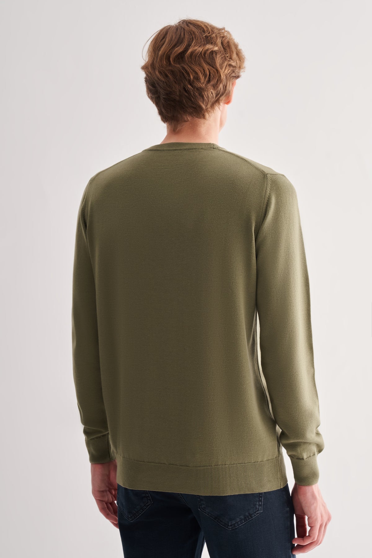 Comfort-Fit Round-Neck Knitwear - Khaki