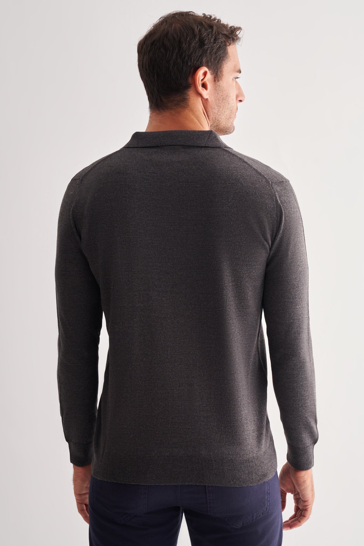 Comfort-Fit Polo-Neck Knitwear - Dark Grey