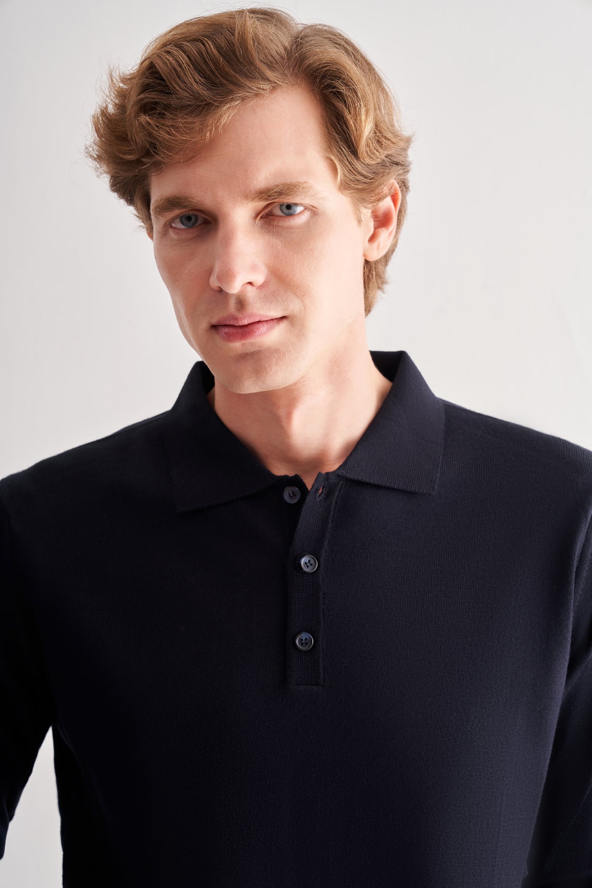 Comfort-Fit Polo-Neck Knitwear - Dark Navy