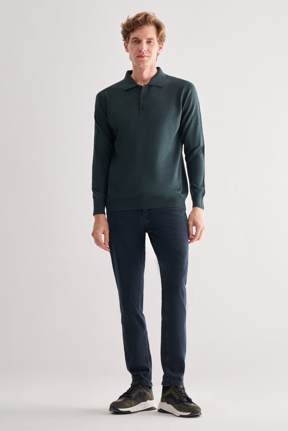 Comfort-Fit Polo-Neck Knitwear - Dark Khaki
