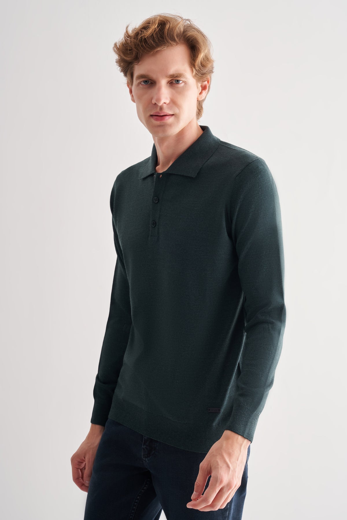 Comfort-Fit Polo-Neck Knitwear - Dark Khaki