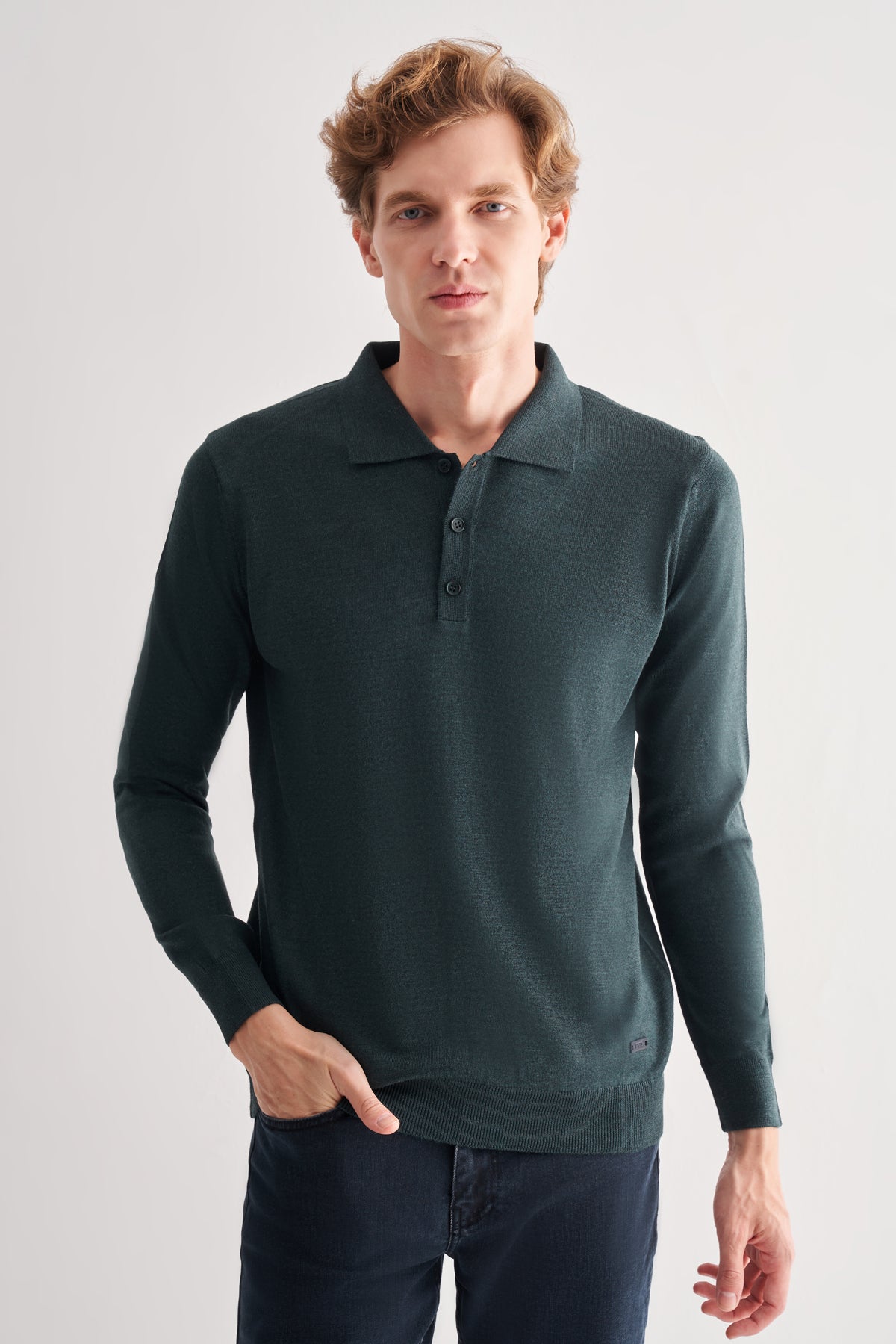 Comfort-Fit Polo-Neck Knitwear - Dark Khaki