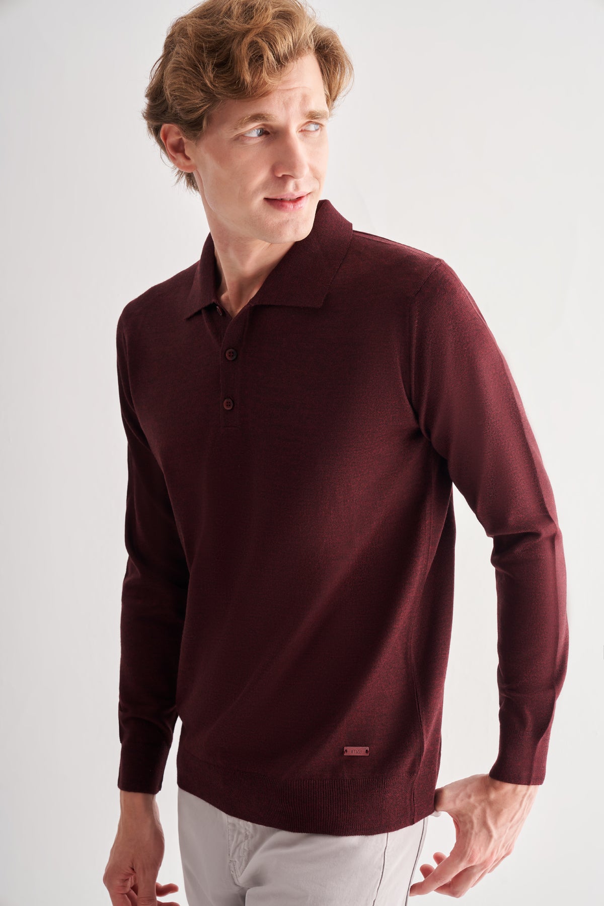 Comfort-Fit Polo-Neck Knitwear - Burgundy