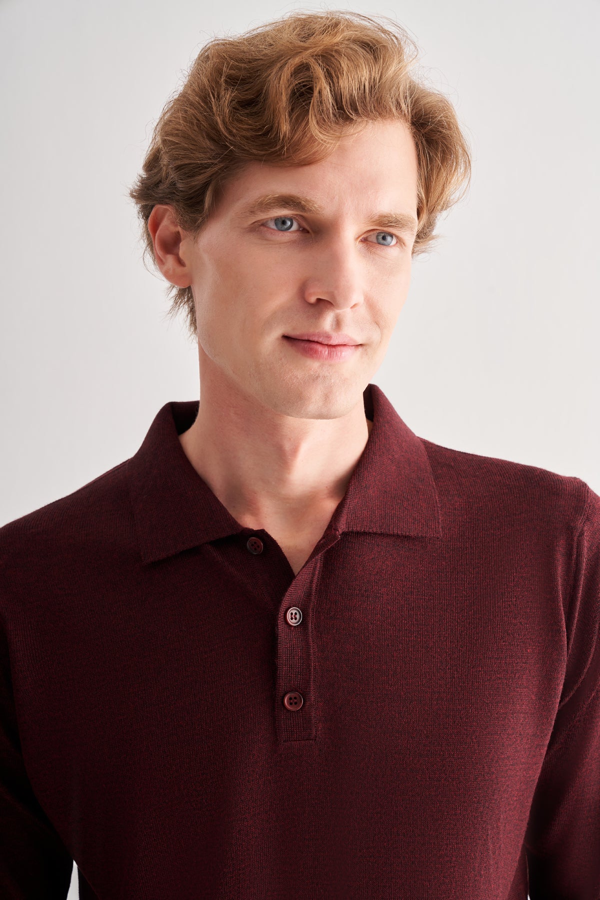 Comfort-Fit Polo-Neck Knitwear - Burgundy