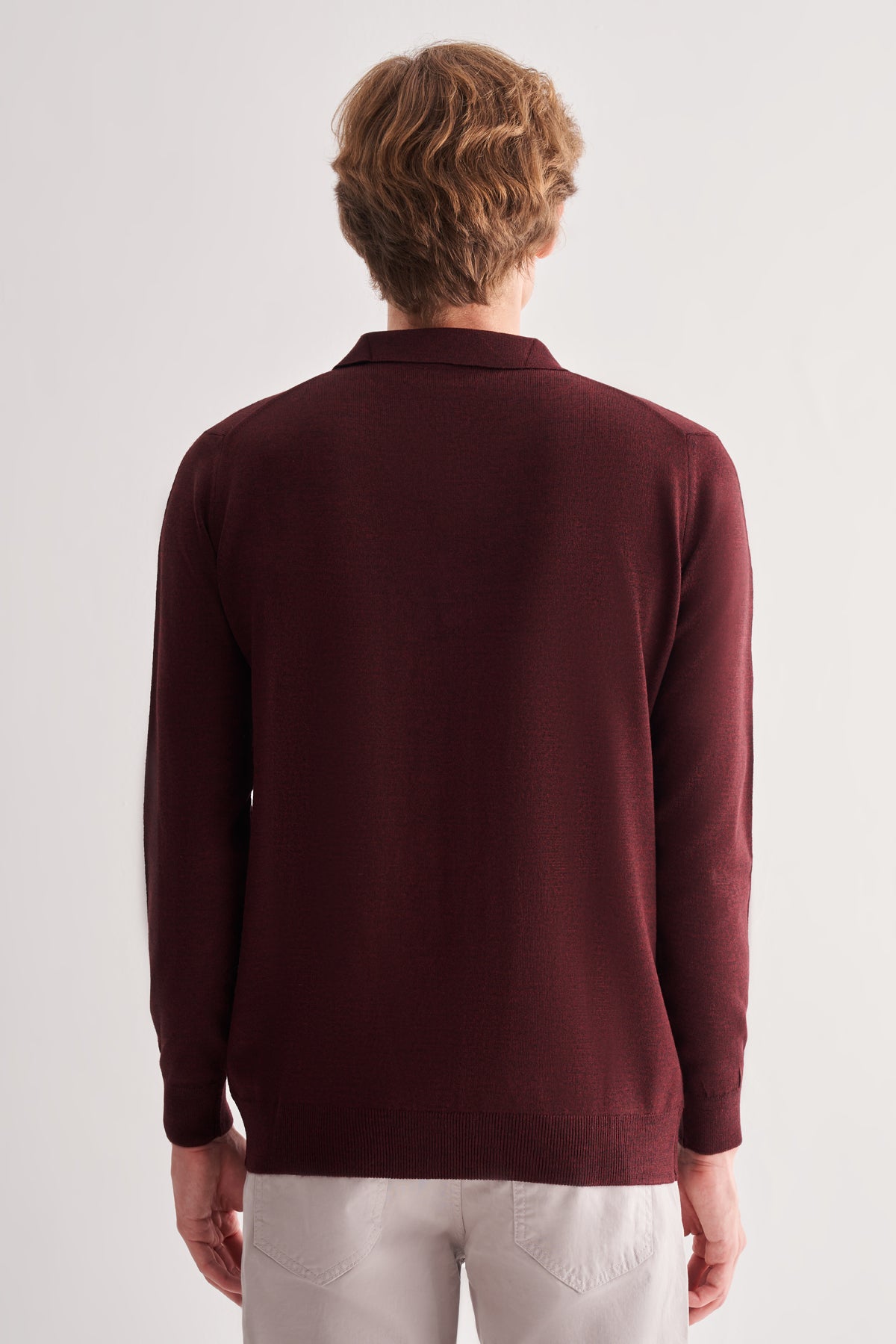 Comfort-Fit Polo-Neck Knitwear - Burgundy