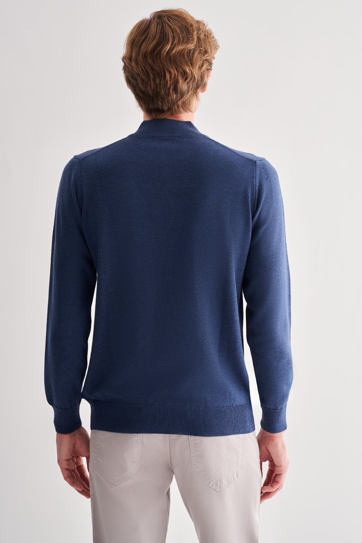 Comfort-Fit Quarter-Zip Knitwear - Indigo Blue