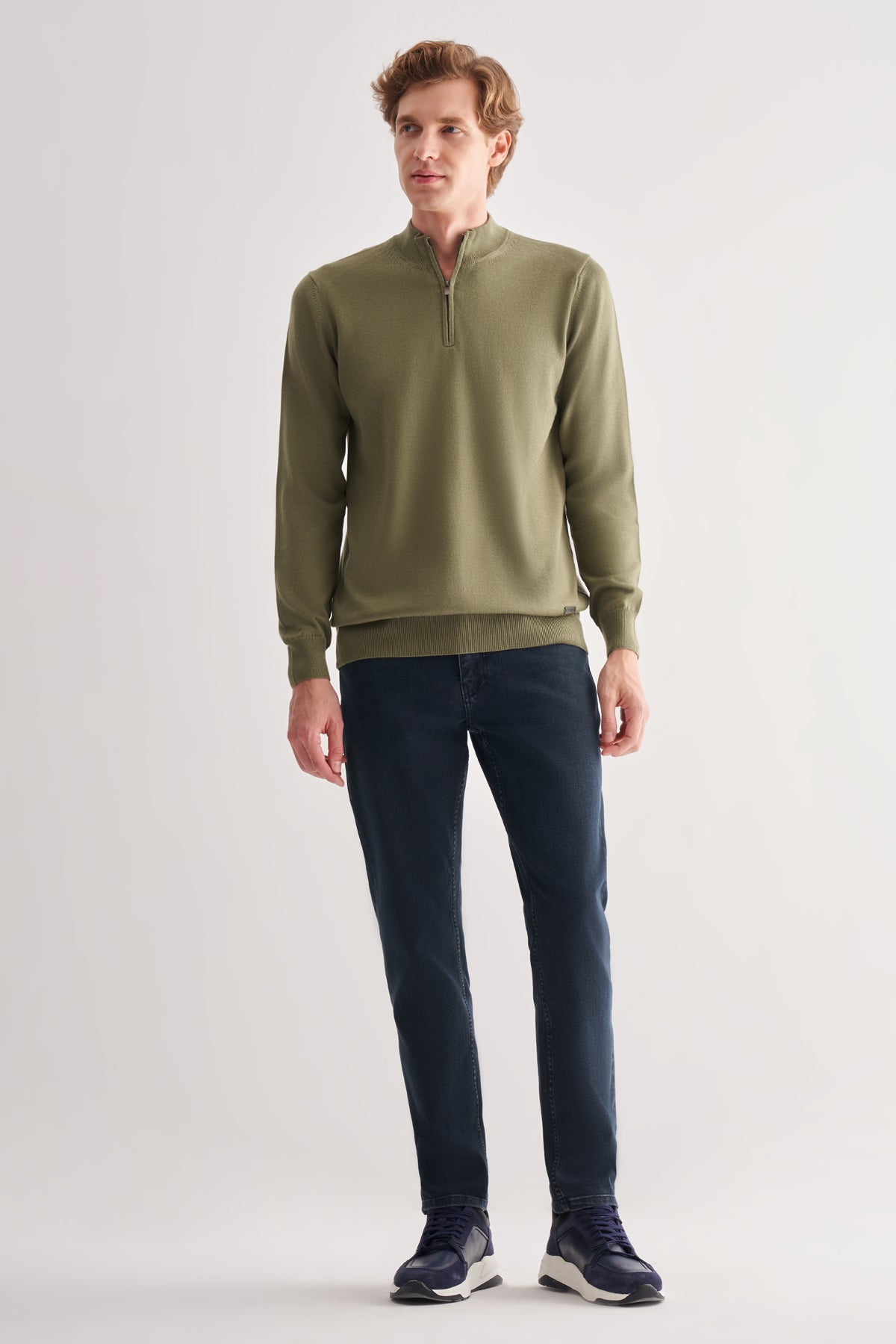 Comfort-Fit Quarter-Zip Knitwear - Mint Green