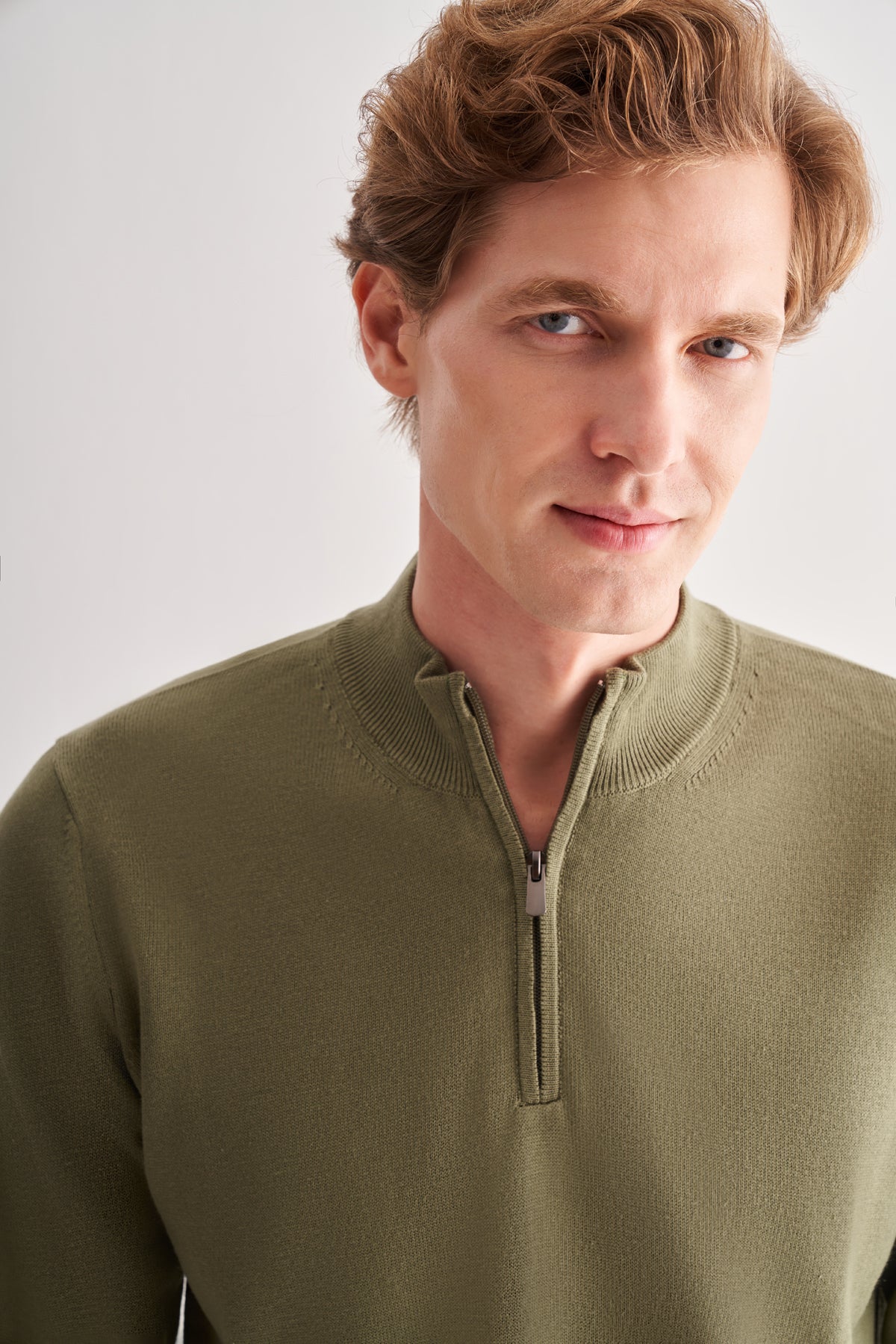 Comfort-Fit Quarter-Zip Knitwear - Mint Green