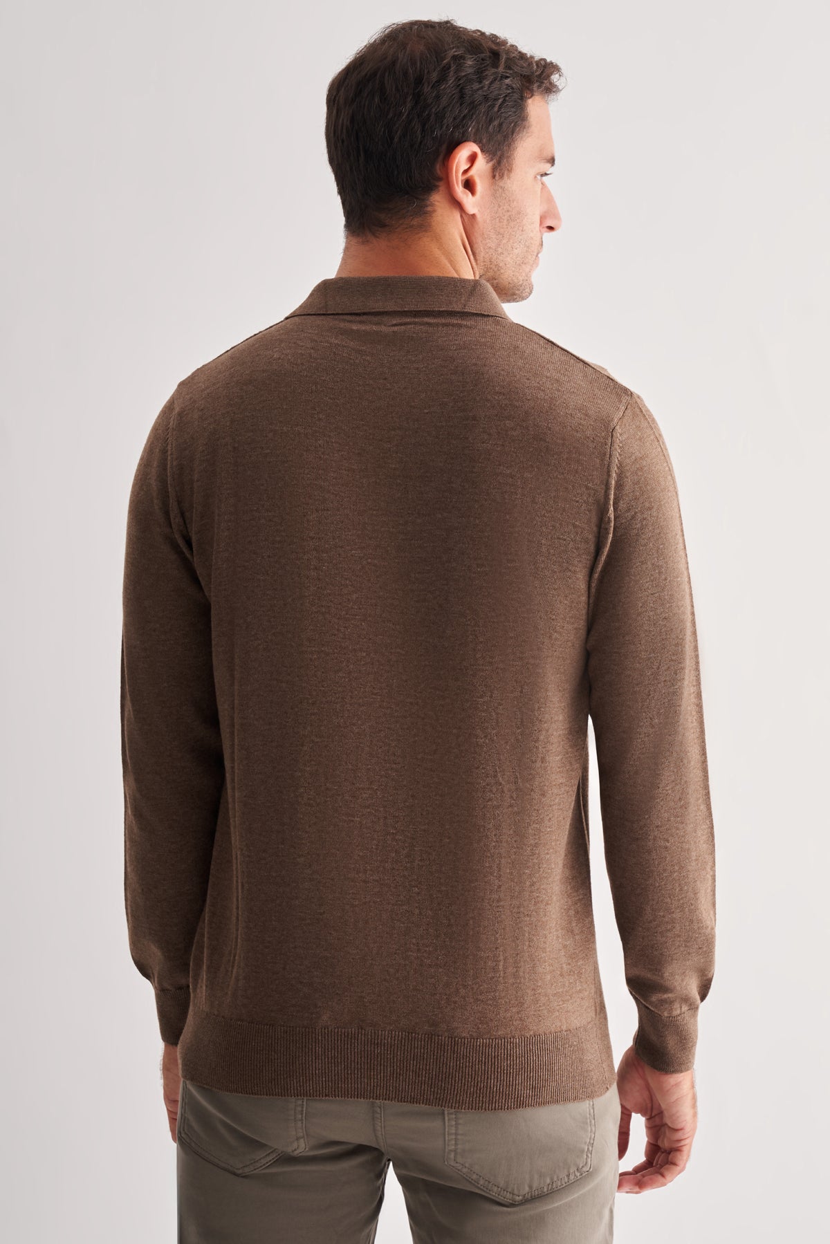 Comfort-Fit Polo-Neck Patterned Knitwear - Brown