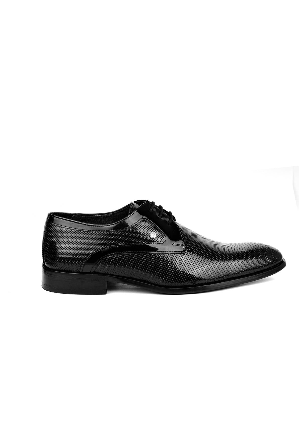 Derby Textured Patent Shoes - Black