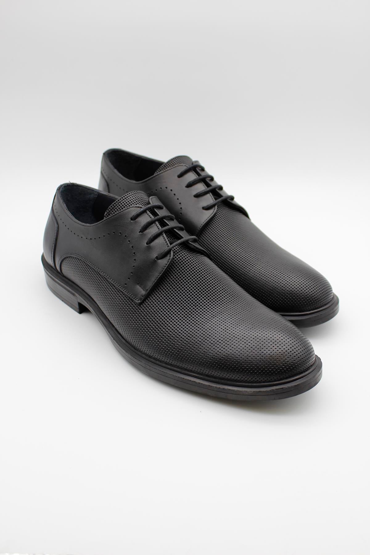 Derby Semi Textured Classic Shoes - Black