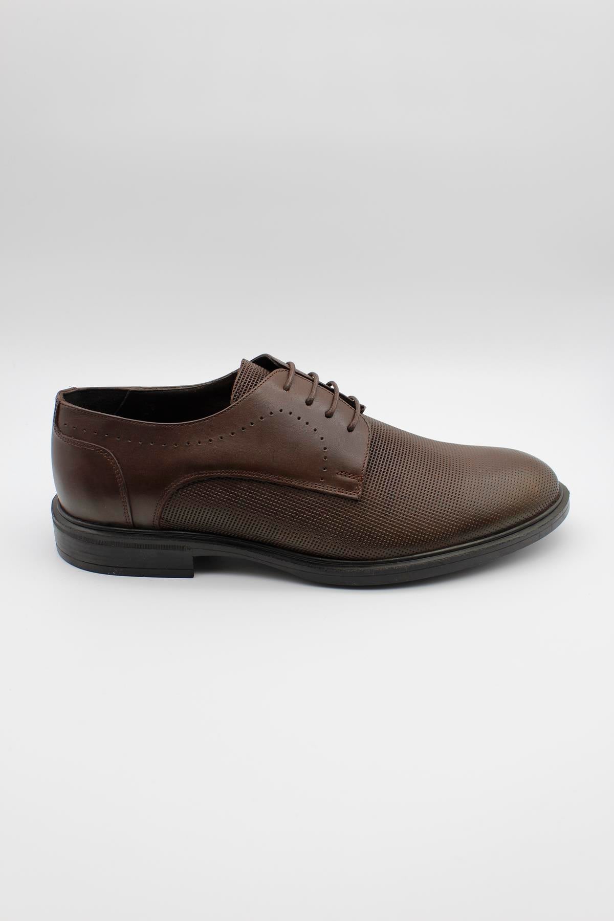 Derby Semi Textured Classic Shoes - Brown