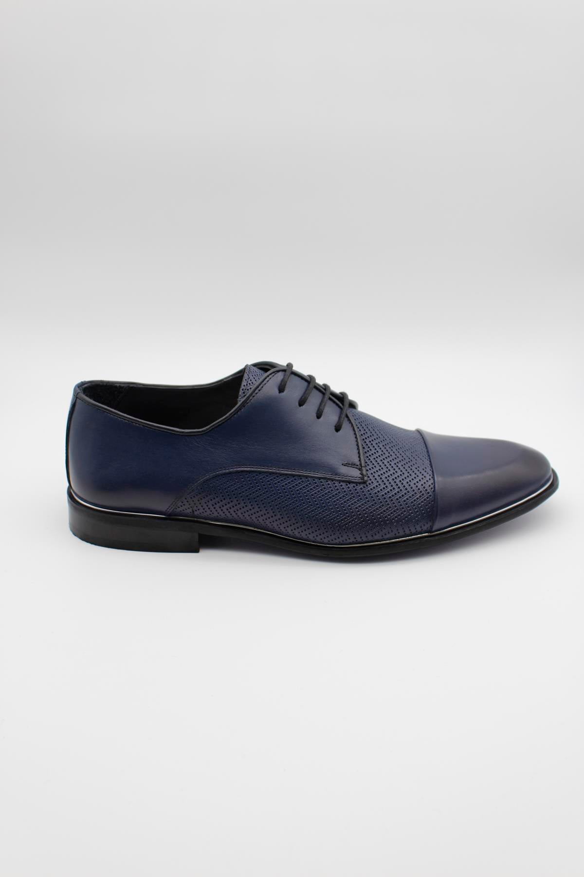 Derby Semi Textured Classic Shoes - Navy