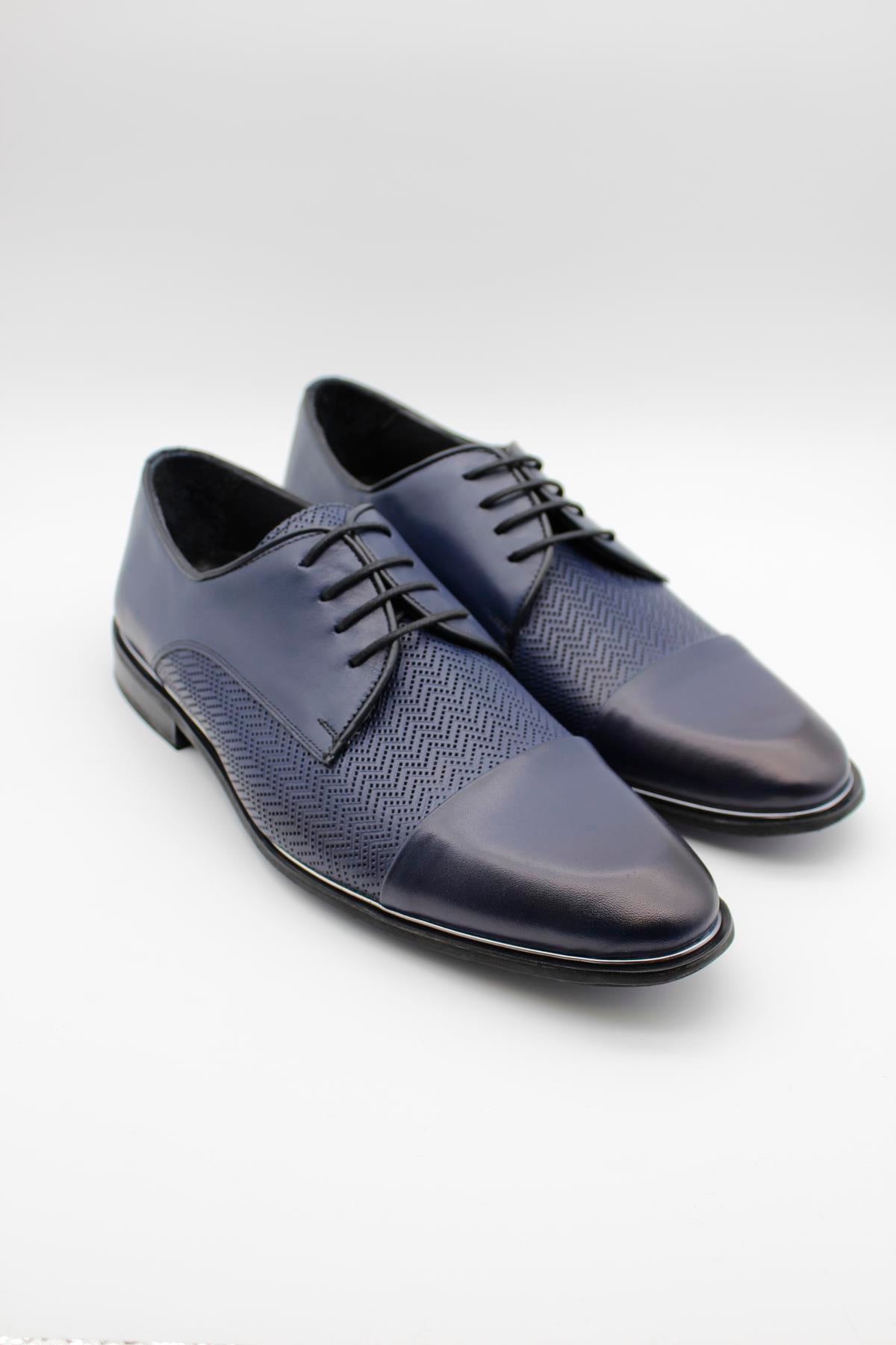 Derby Semi Textured Classic Shoes - Navy