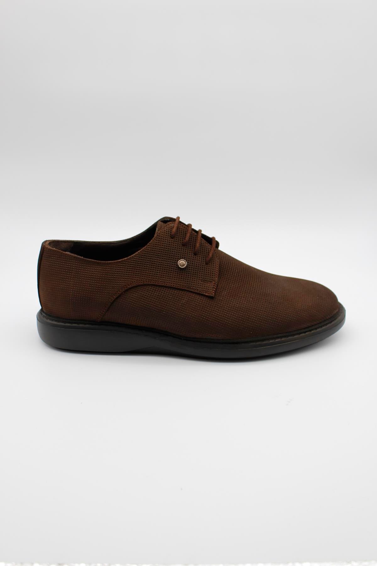 Derby Textured Classic Shoes - Brown