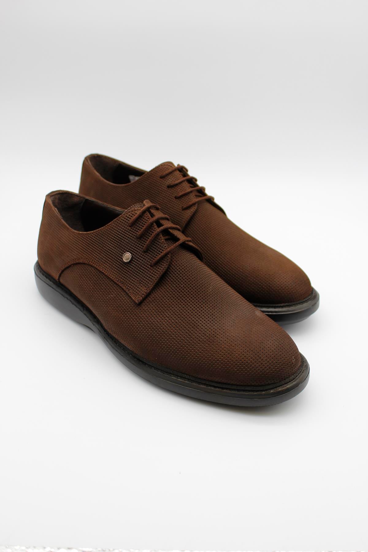 Derby Textured Classic Shoes - Brown