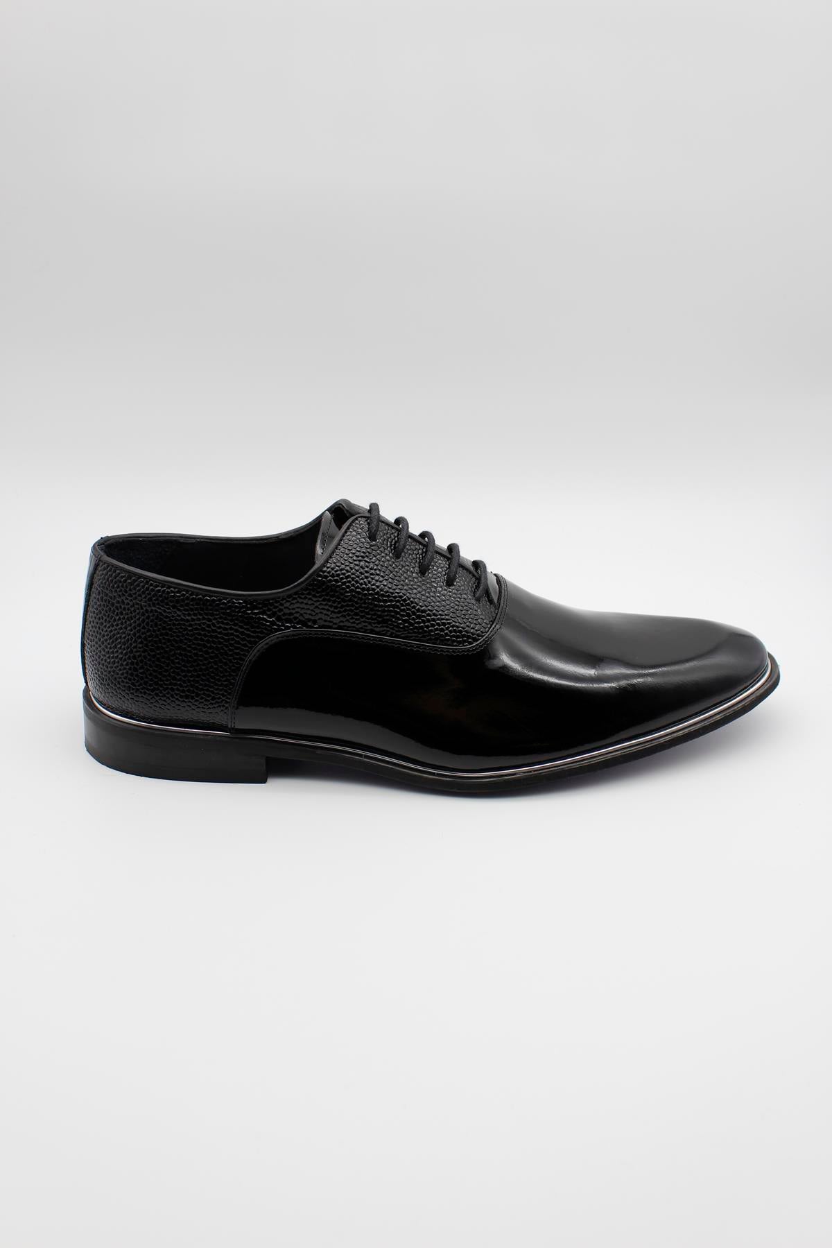 Oxford Semi Textured Patent Shoes - Black