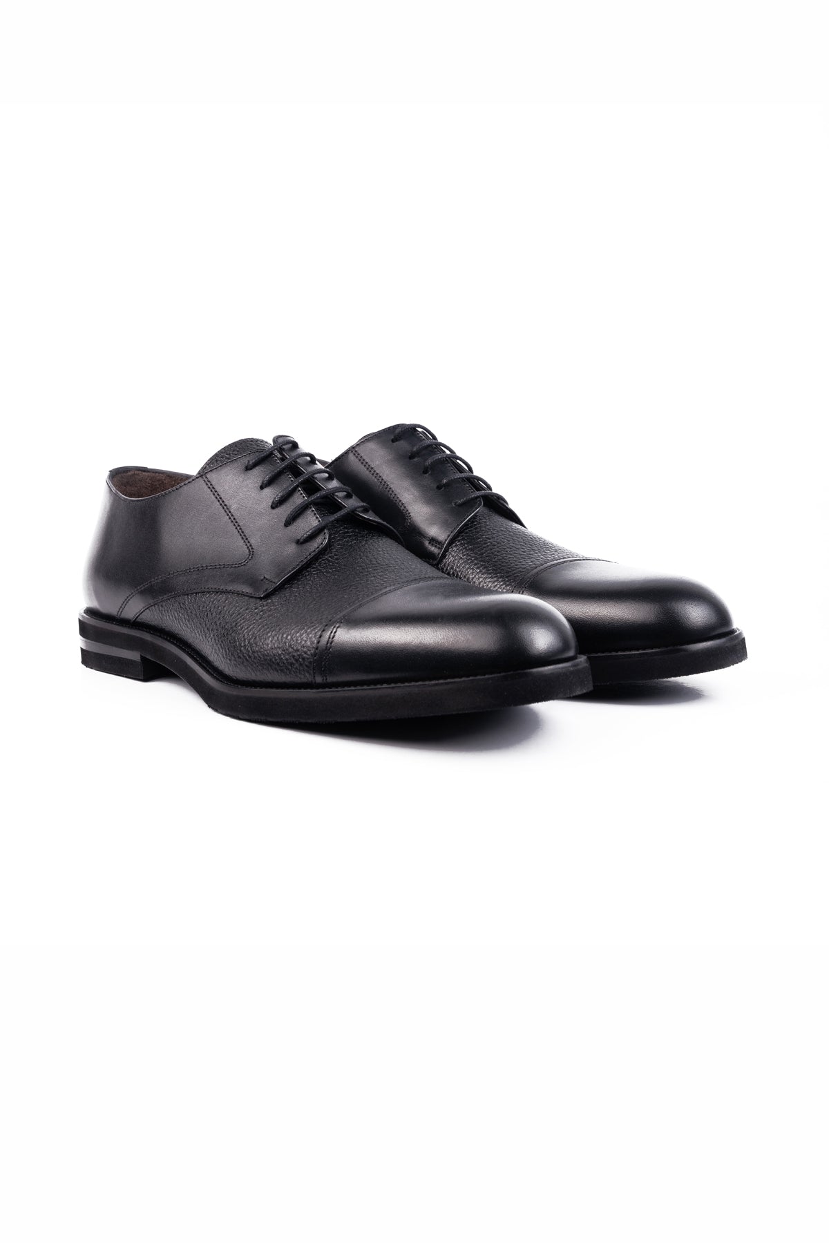 Derby Semi Textured Classic Shoes - Black