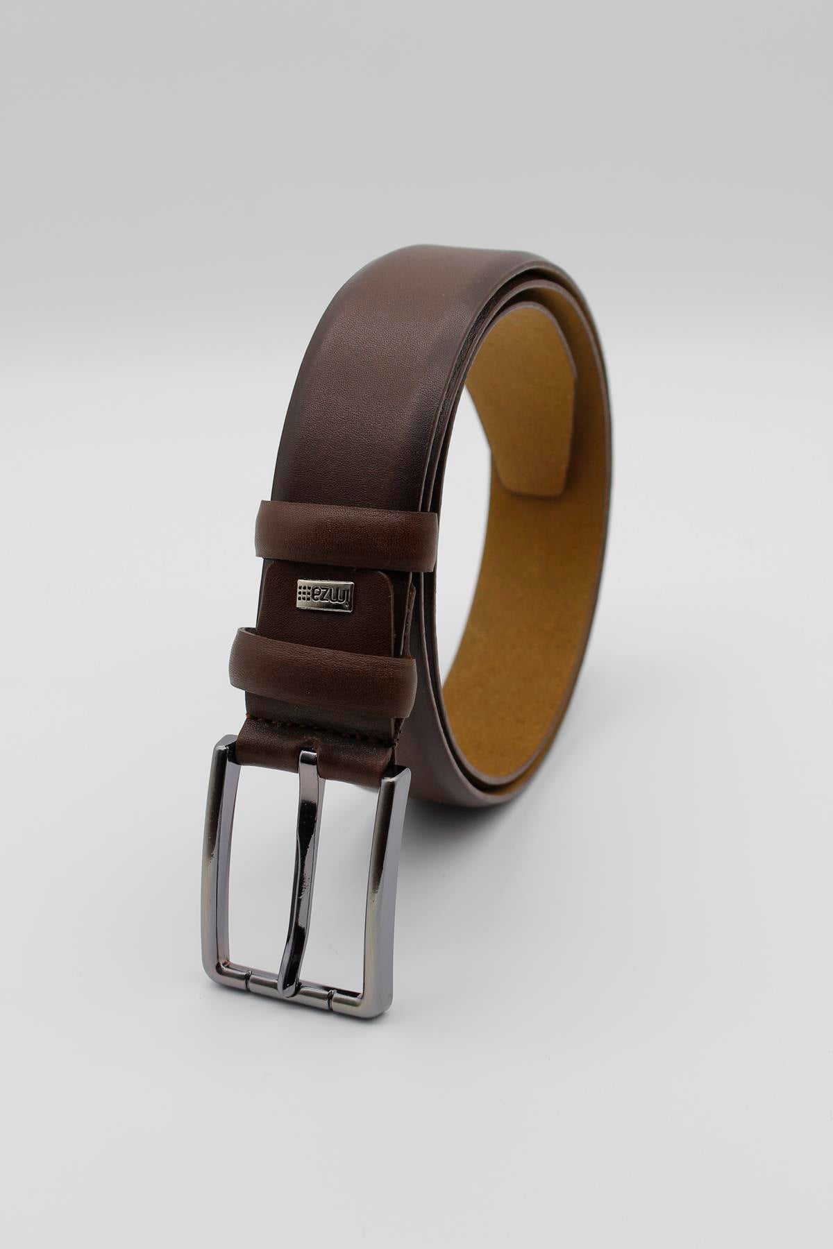 Classic Belt, 100% Genuine Leather - Brown