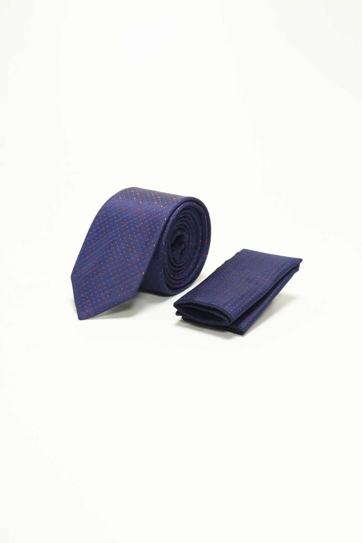 Medium Patterned Tie - Navy