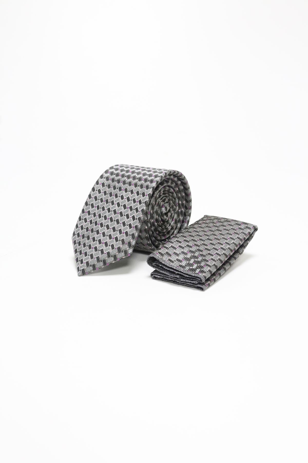 Medium Patterned Tie - Silver