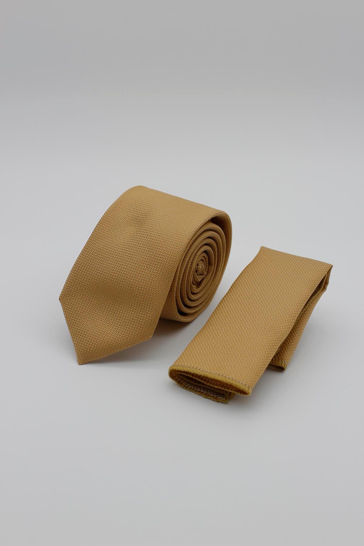 Medium Textured Tie - Camel