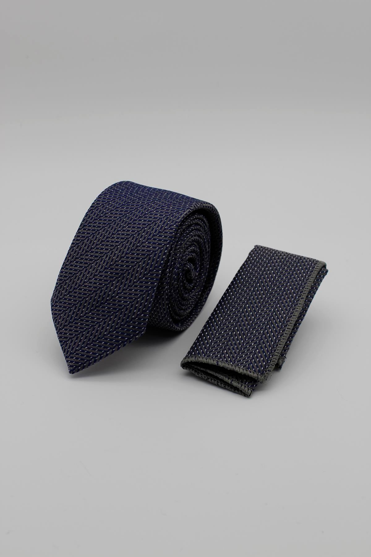 Medium Patterned Tie - Dark Grey