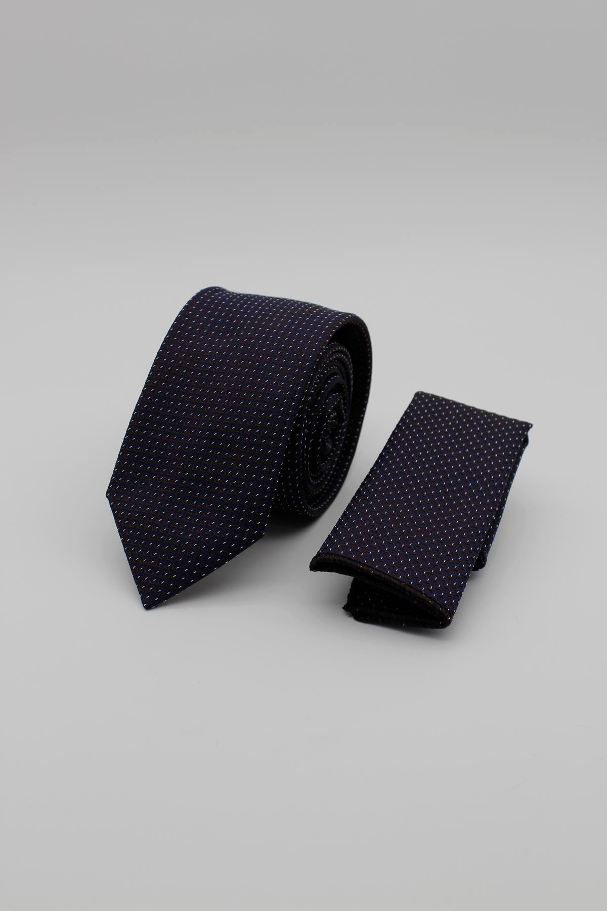 Medium Patterned Tie - Navy