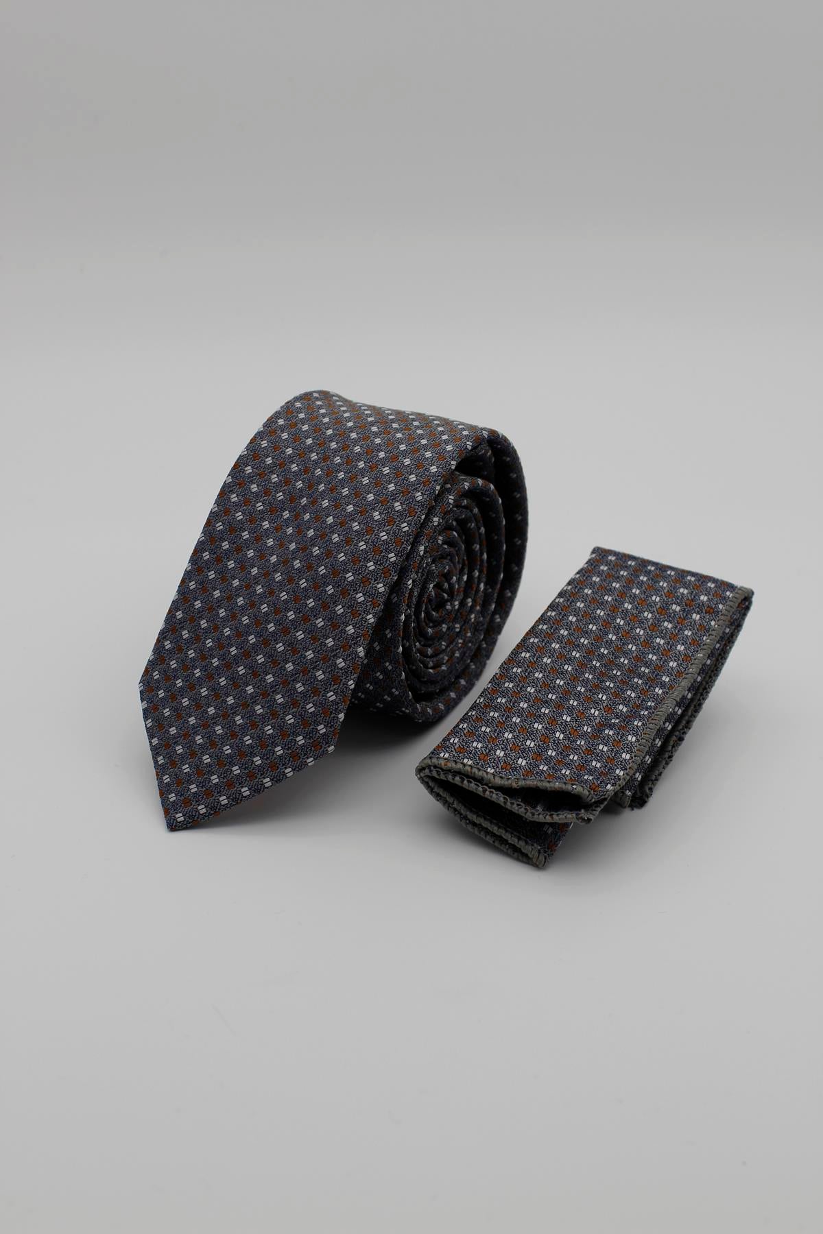 Medium Patterned Tie - Dark Grey