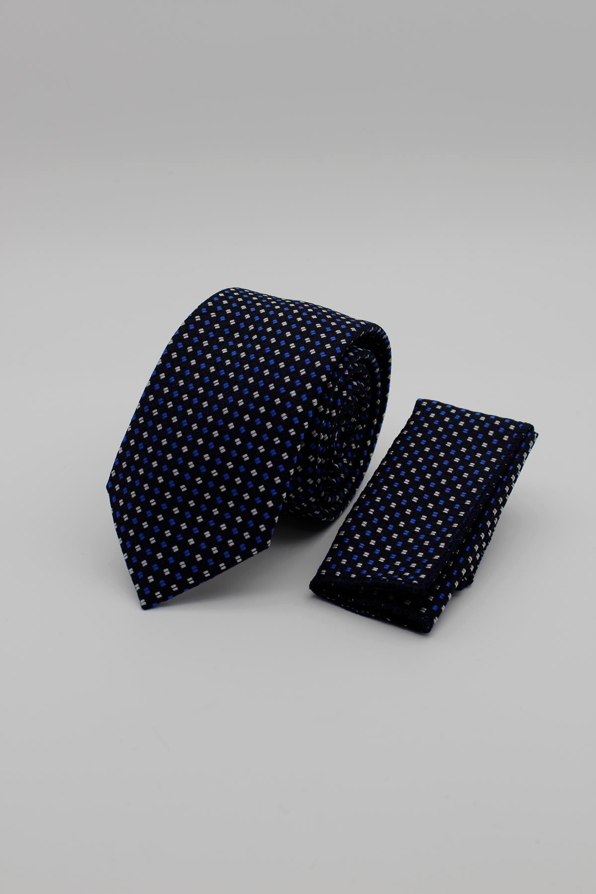 Medium Patterned Tie - Navy