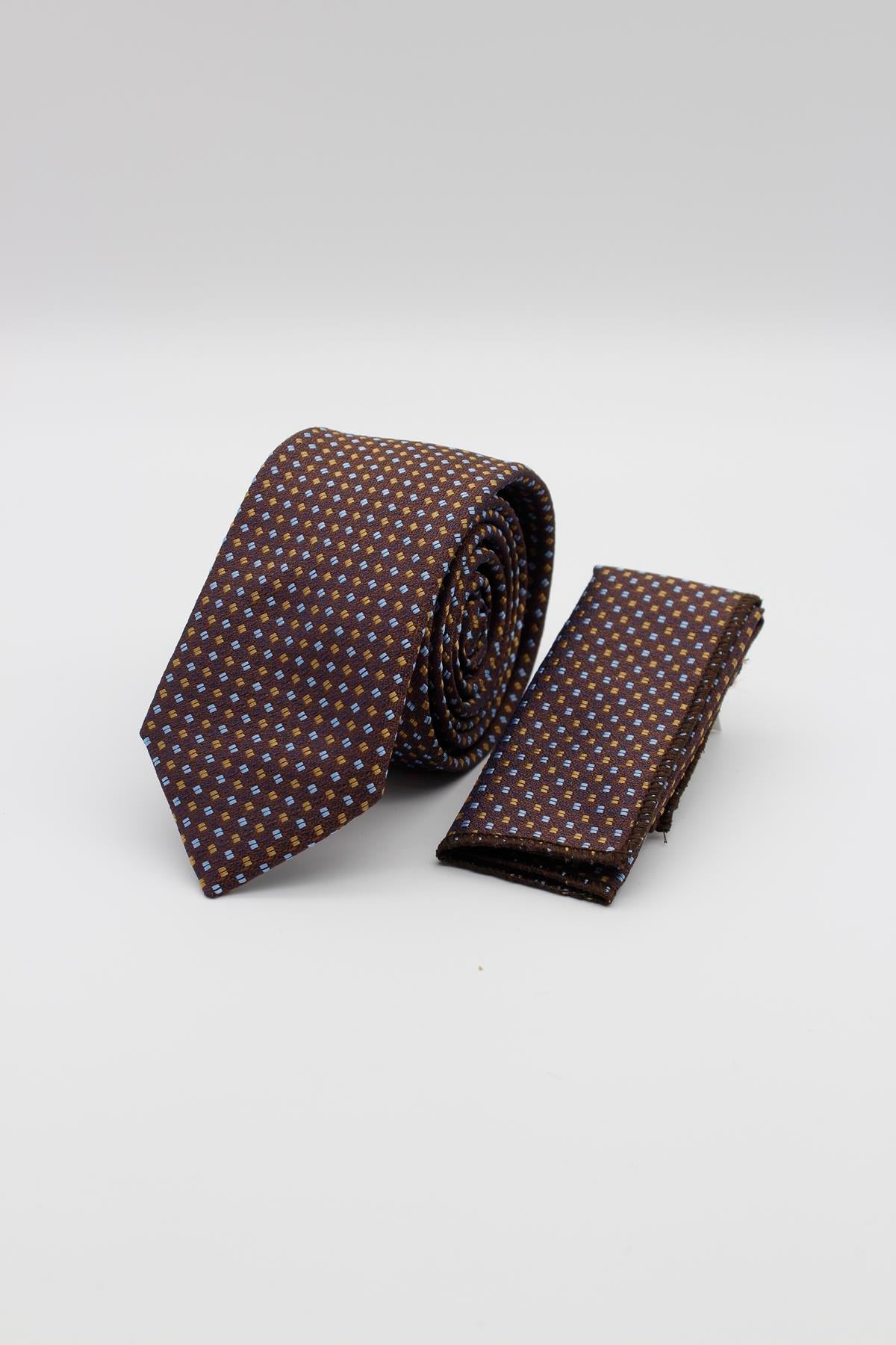 Medium Patterned Tie - Brown