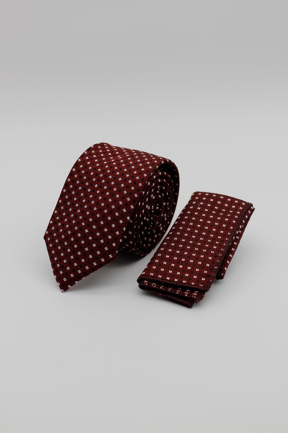 Medium Patterned Tie - Maroon