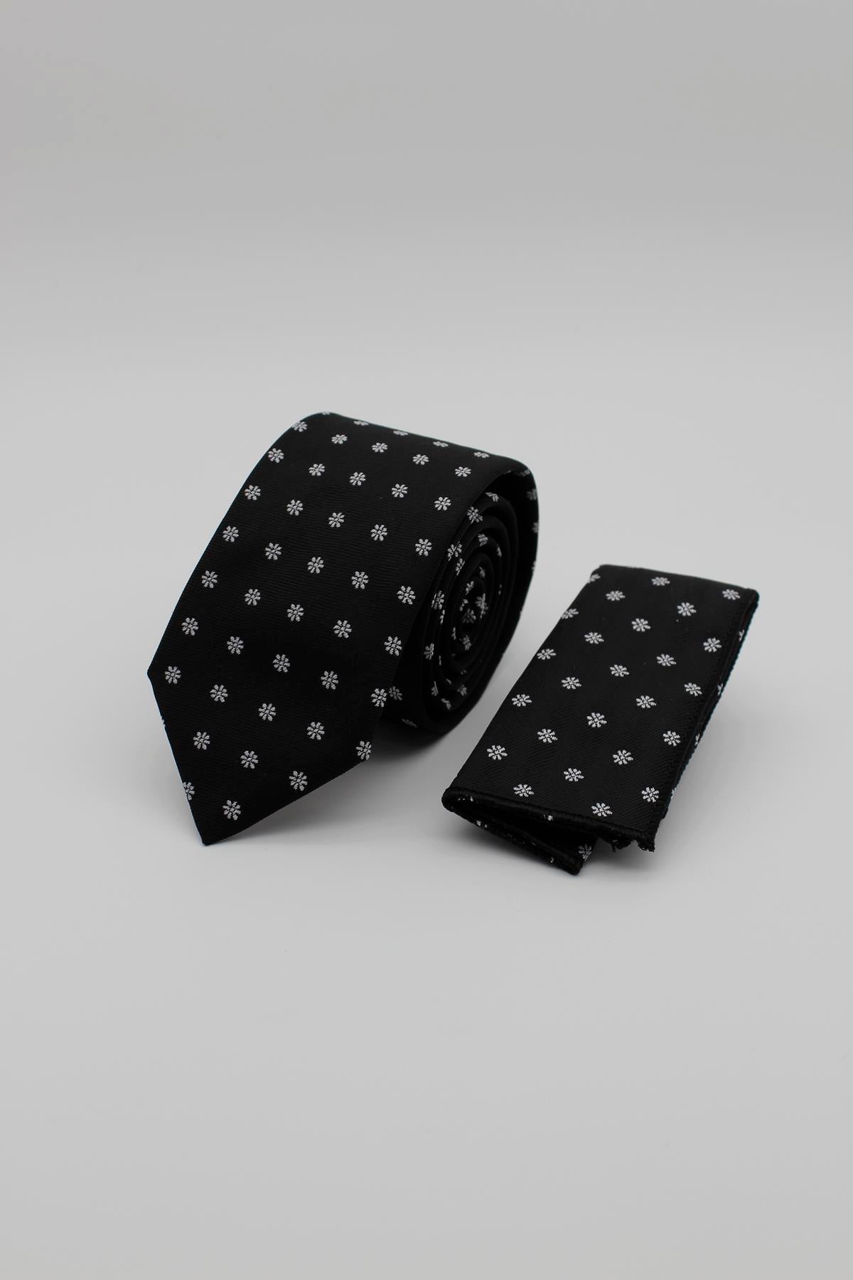 Medium Patterned Tie - Black