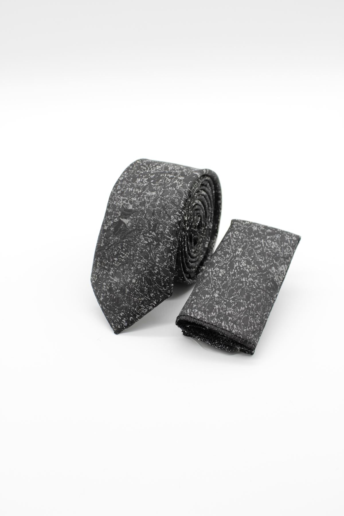 Medium Patterned Tie - Black