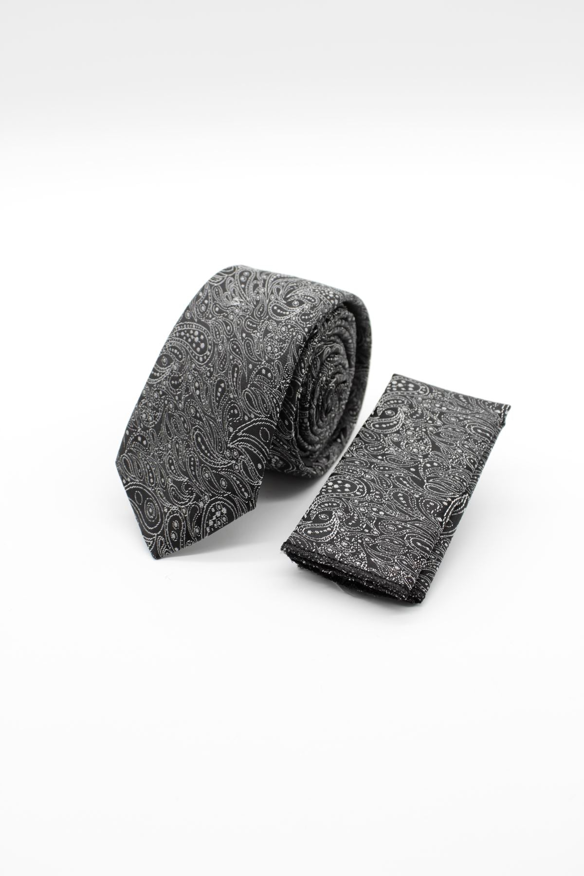 Medium Patterned Tie - Black