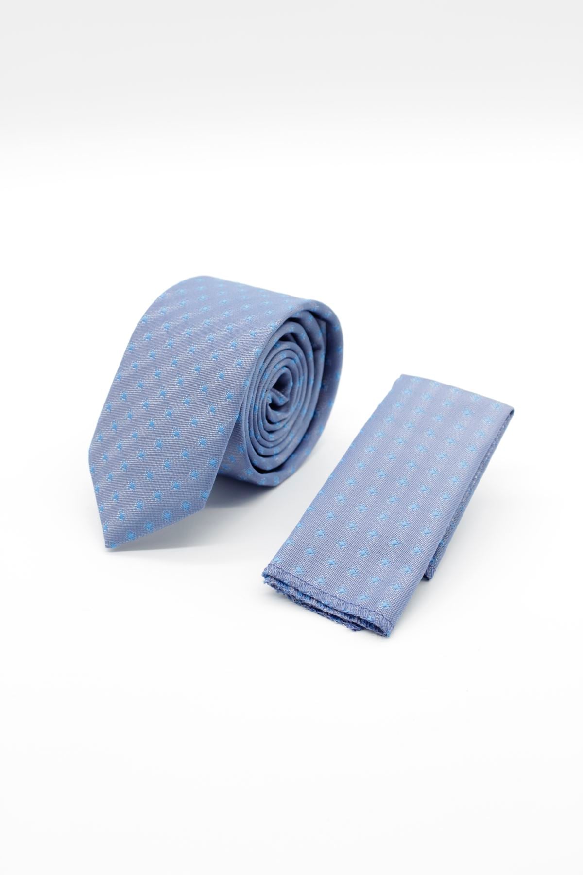 Medium Patterned Tie - Light Blue