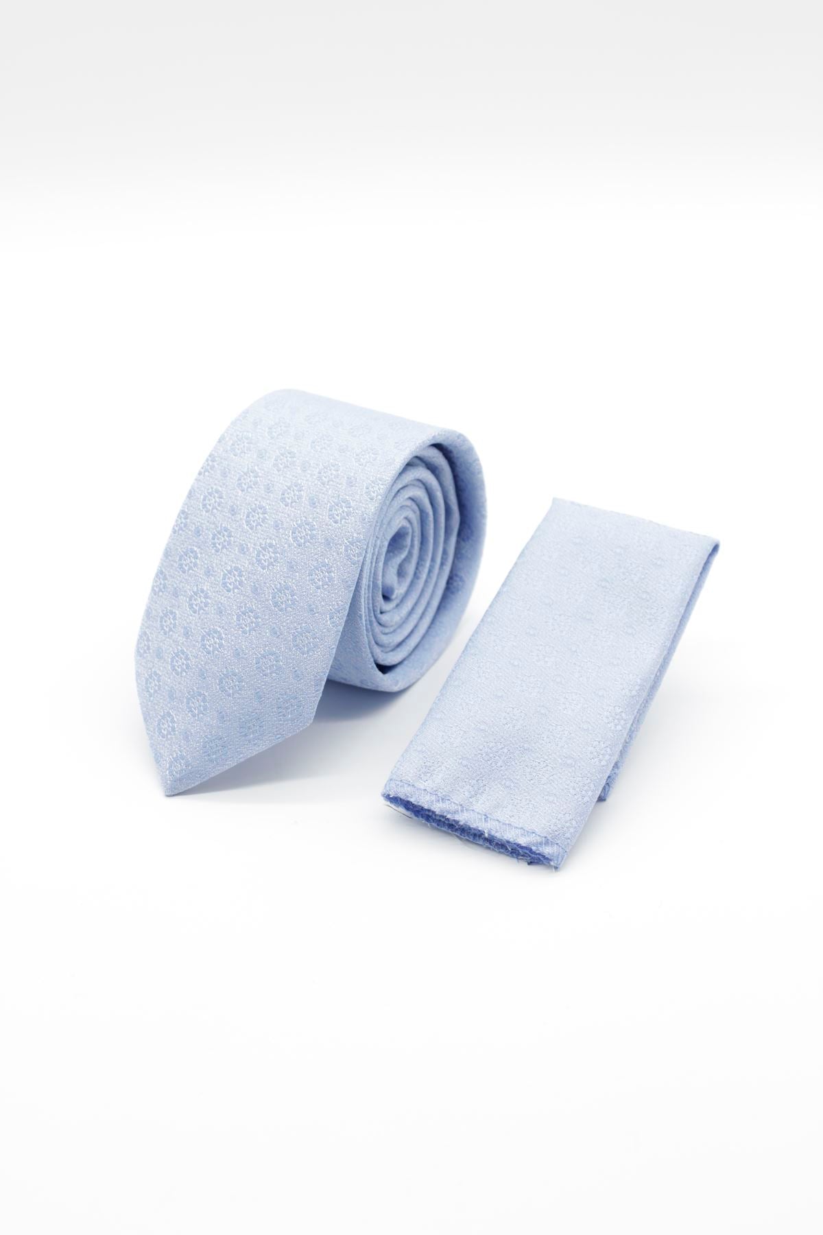 Medium Patterned Tie - Light Blue