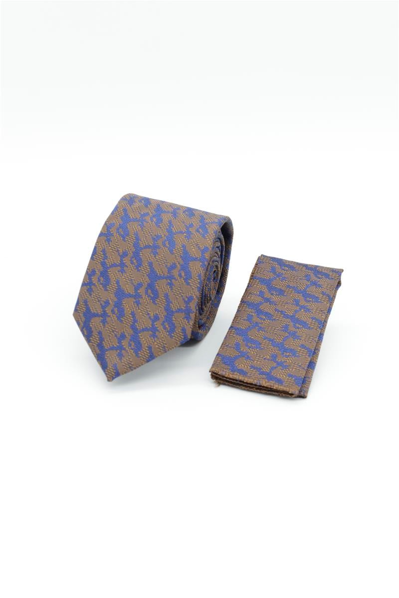 Brown X Navy Medium Patterned Tie