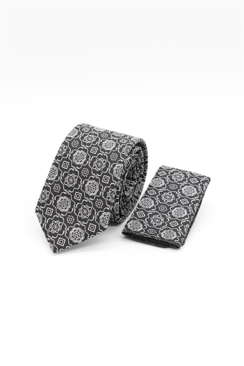Black Medium Patterned Tie