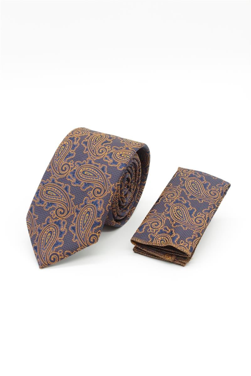 Brown X Navy Medium Patterned Tie