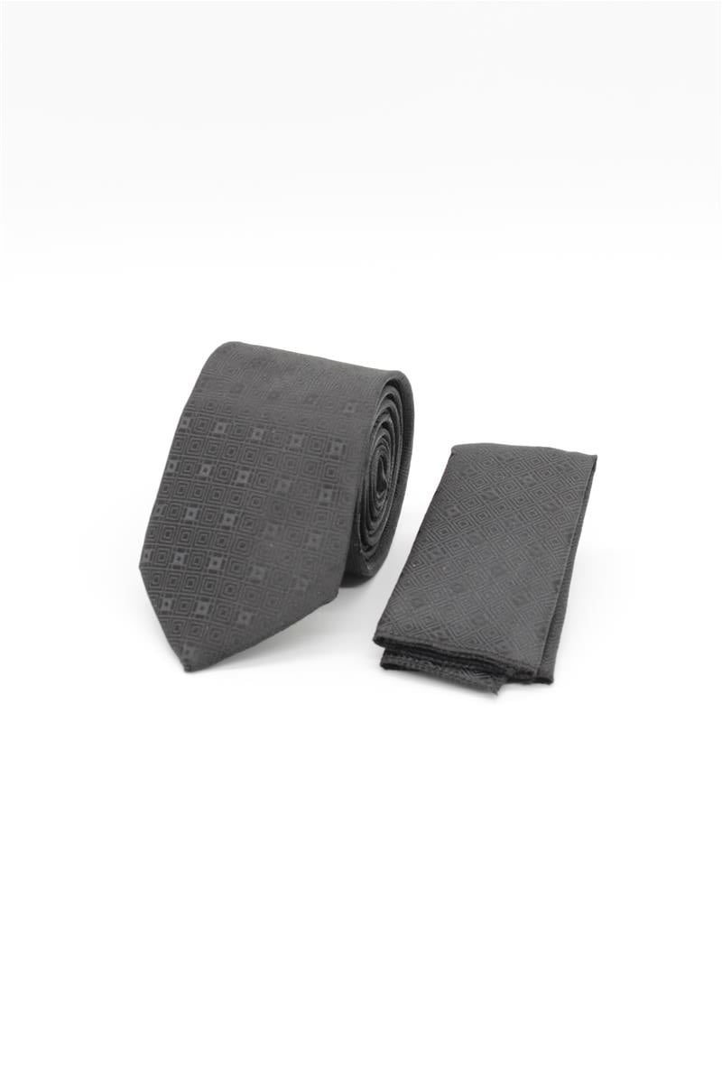 Dark Grey Medium Patterned Tie