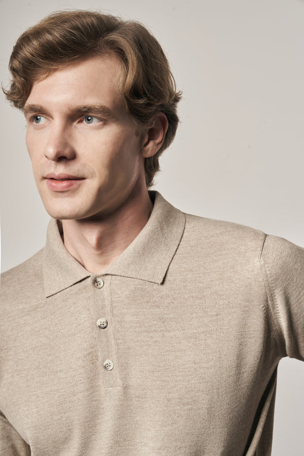 Comfort-Fit Polo-Neck Knitwear - Beige