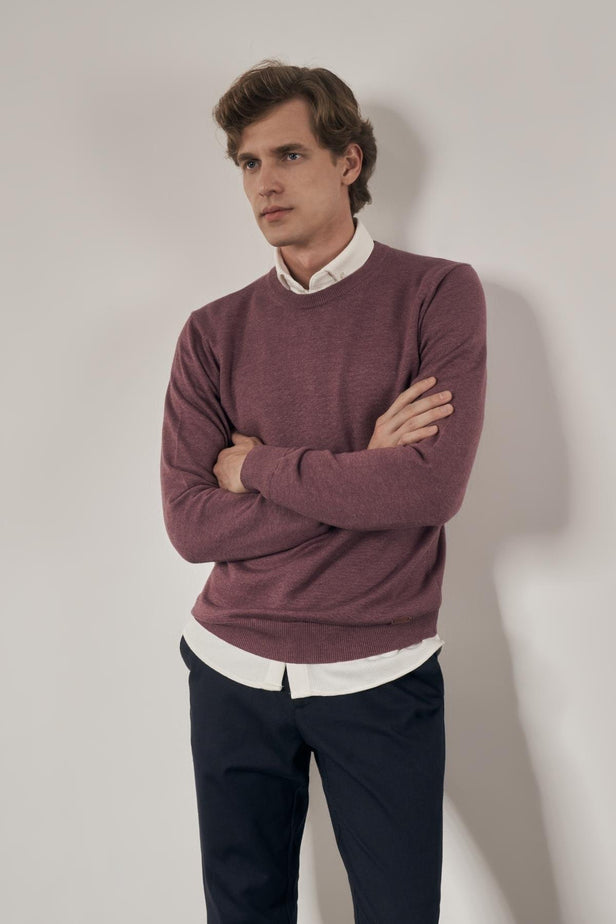 Comfort-Fit Round-Neck Knitwear - Purple